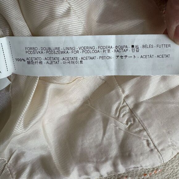 Zara Womens Tweed Moto Jacket Small Ivory Neon Texture Full Zip Blazer Career - Picture 15 of 16